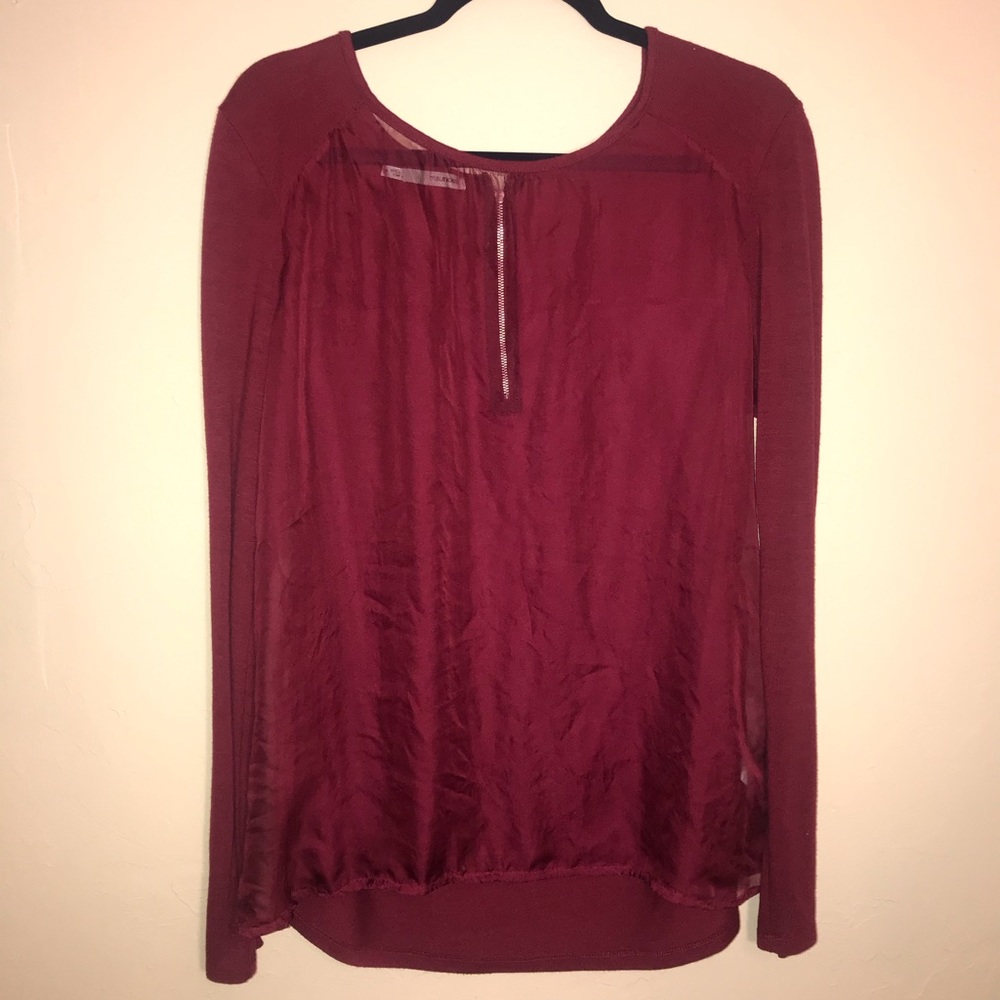 Red, long sleeve top